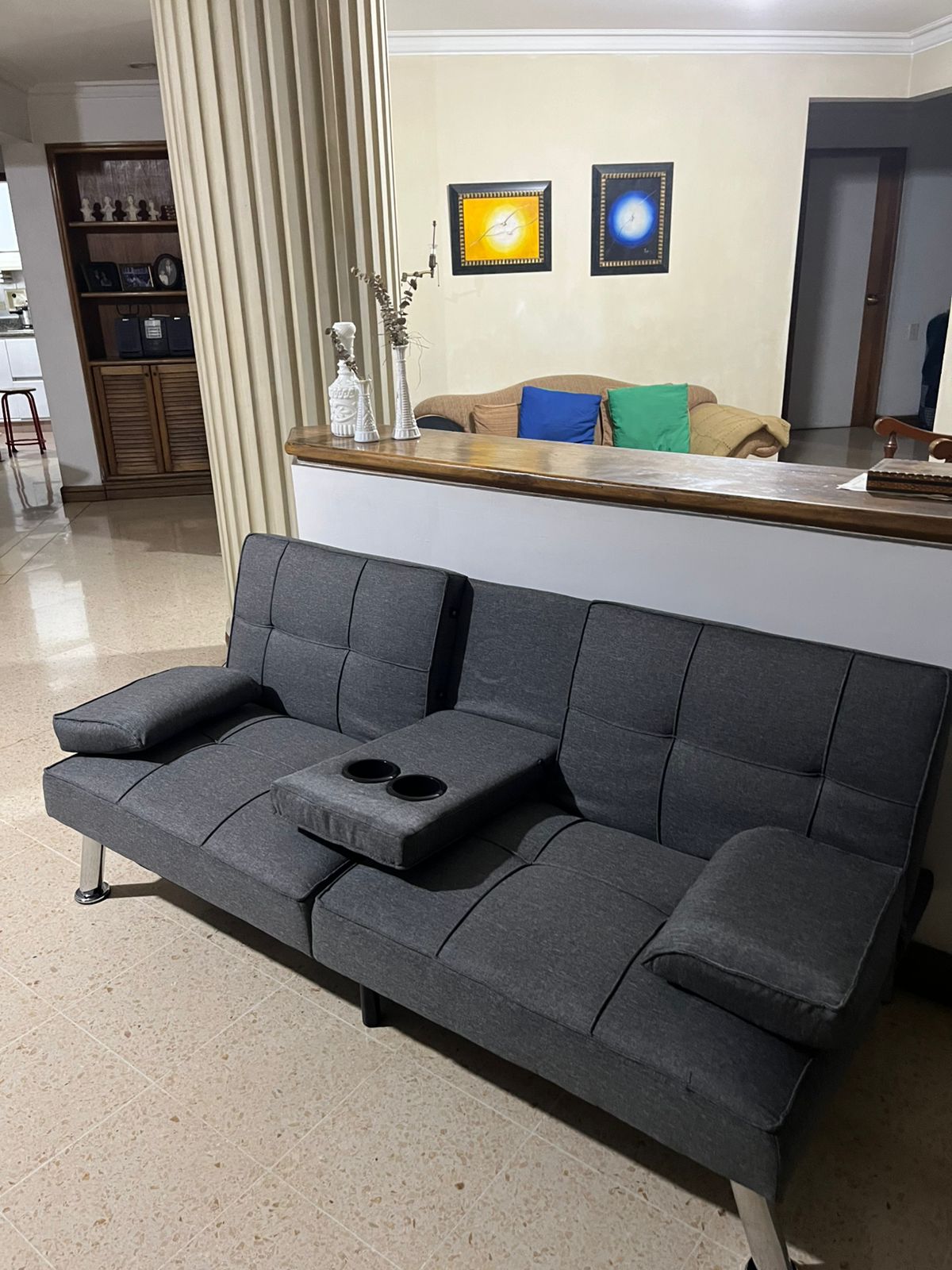 Sofa Cama Moderno Con Portavasos