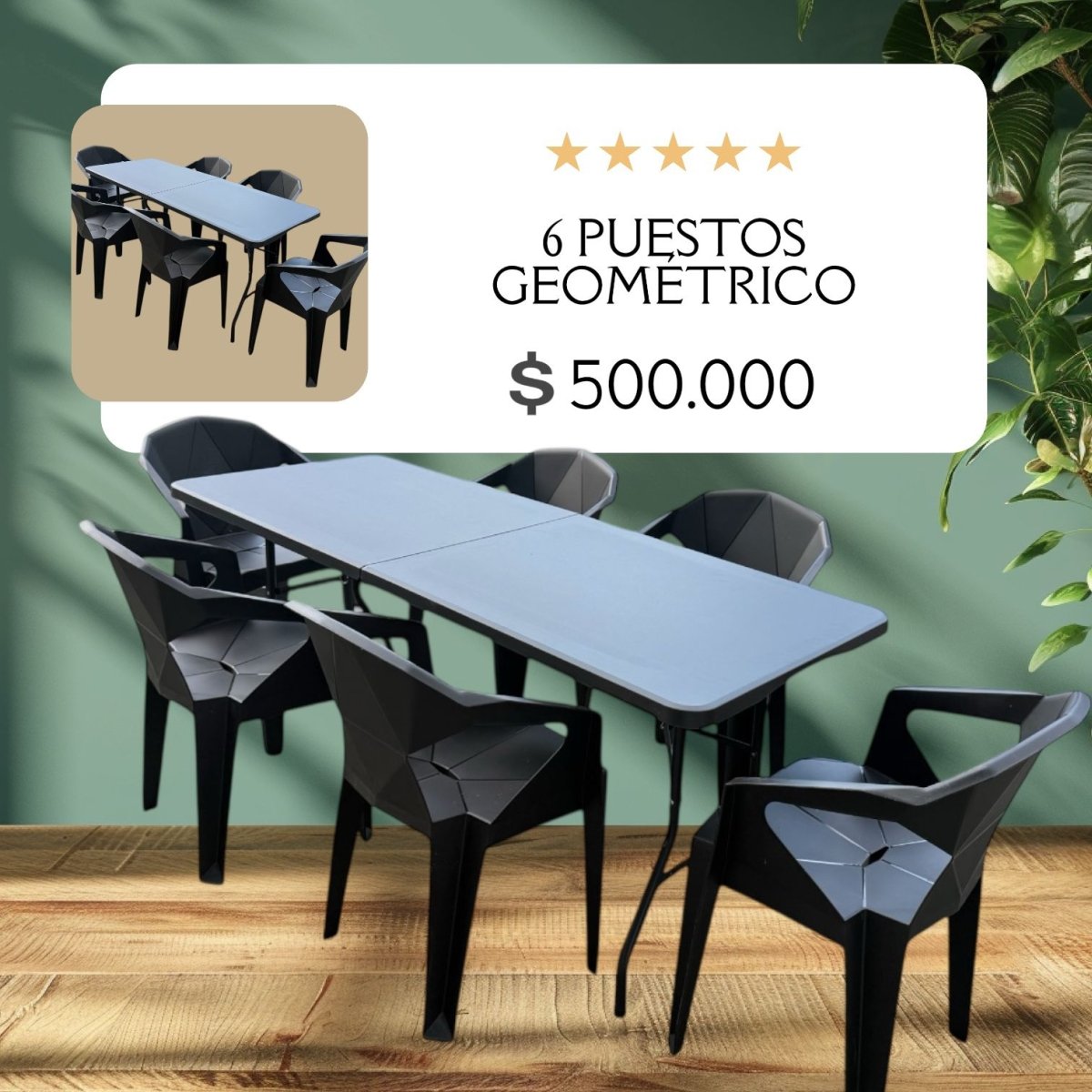 Comedor Geometrico Moderno Para 6 Personas - Muebles Dummi