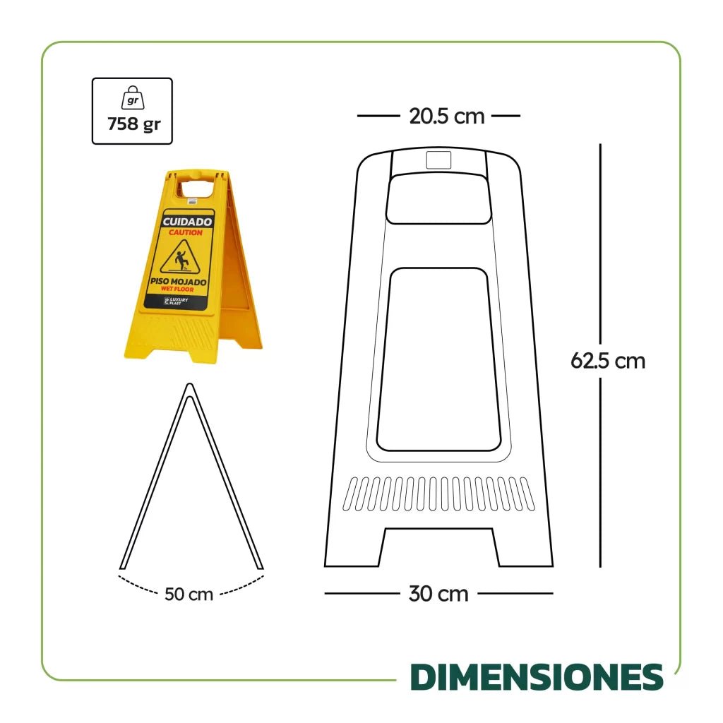 Señalización de Piso Mojado – Letrero Plegable de Seguridad - Muebles Dummi