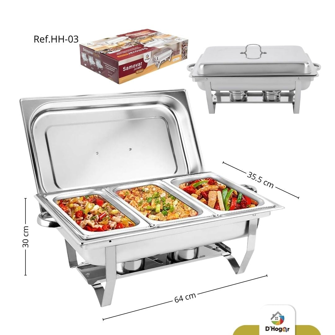Samovar 3 Compartimientos Profesional en Acero Inoxidable