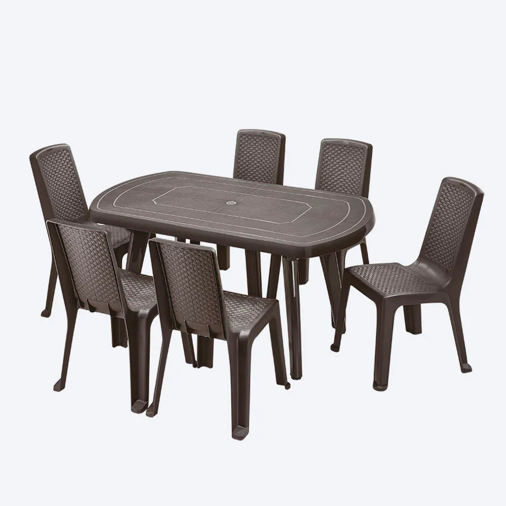 Combo Comedor Familiar Lotus (1 Mesa + 6 Sillas Sin Brazos) - Rimax