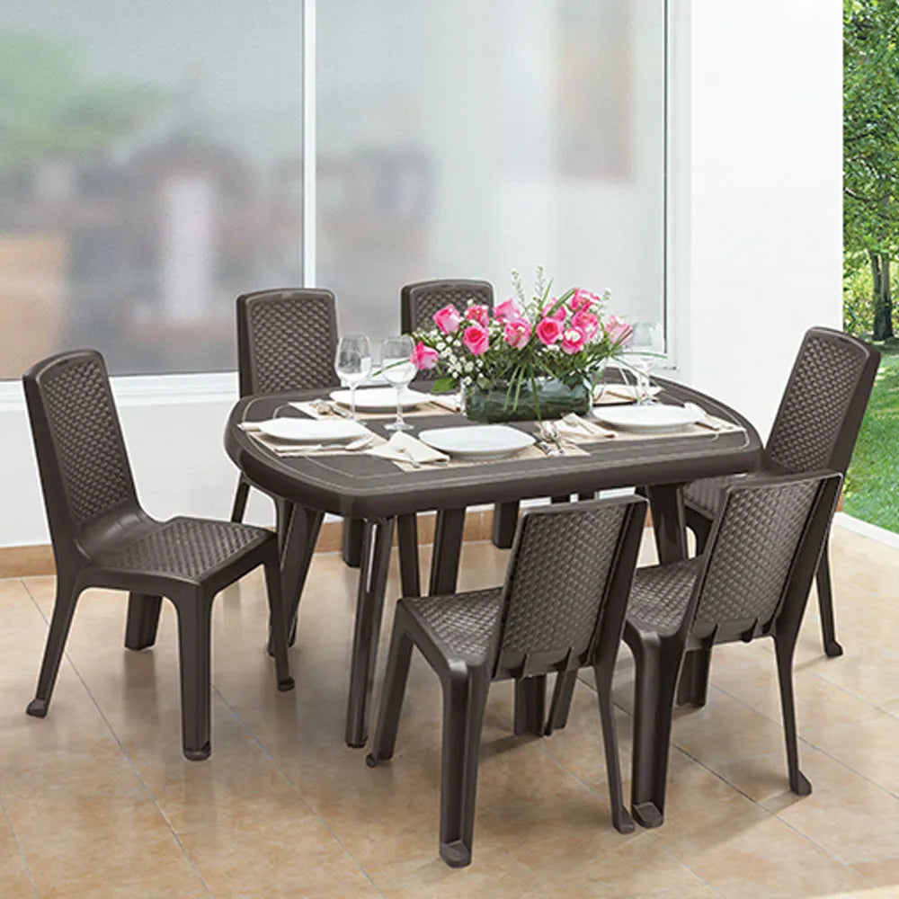 Combo Comedor Familiar Lotus (1 Mesa + 6 Sillas Sin Brazos) - Rimax