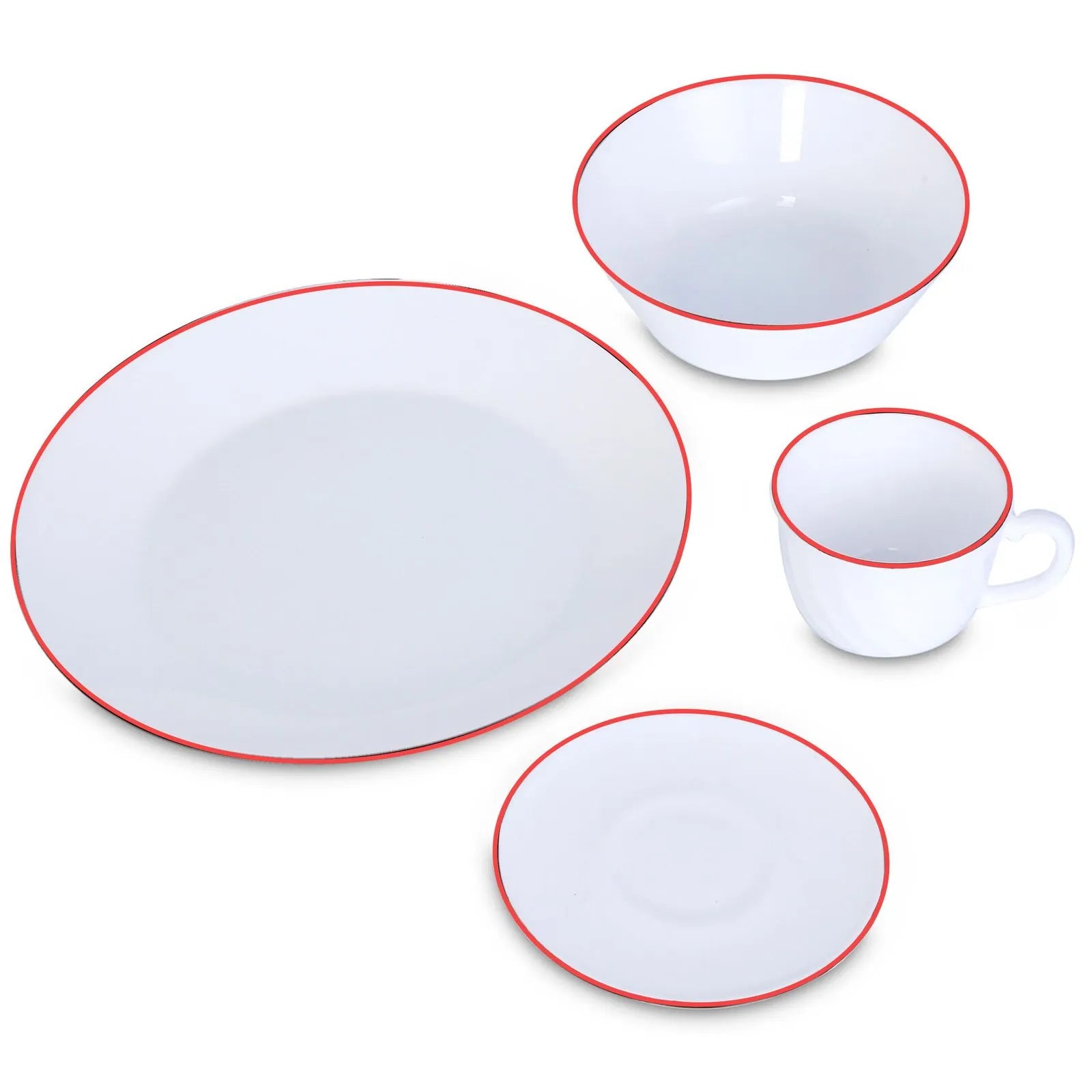 Vajilla Vitroceramica Borde Rojo