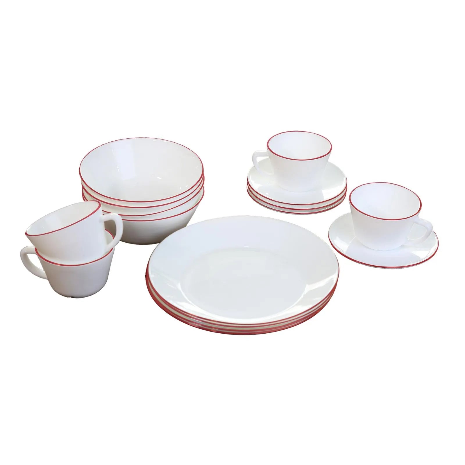 Vajilla Vitroceramica Borde Rojo