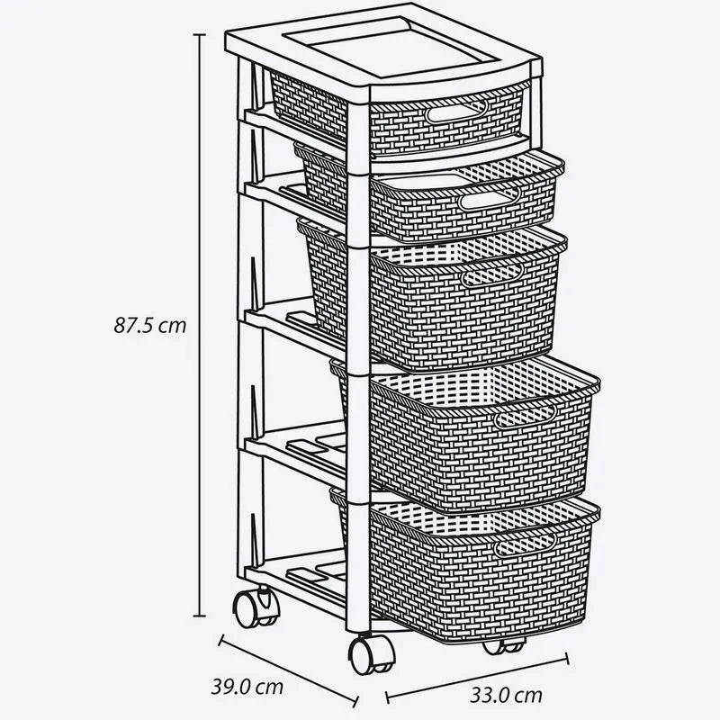 Cajonero Rattan Shia 5 Gavetas - Rimax