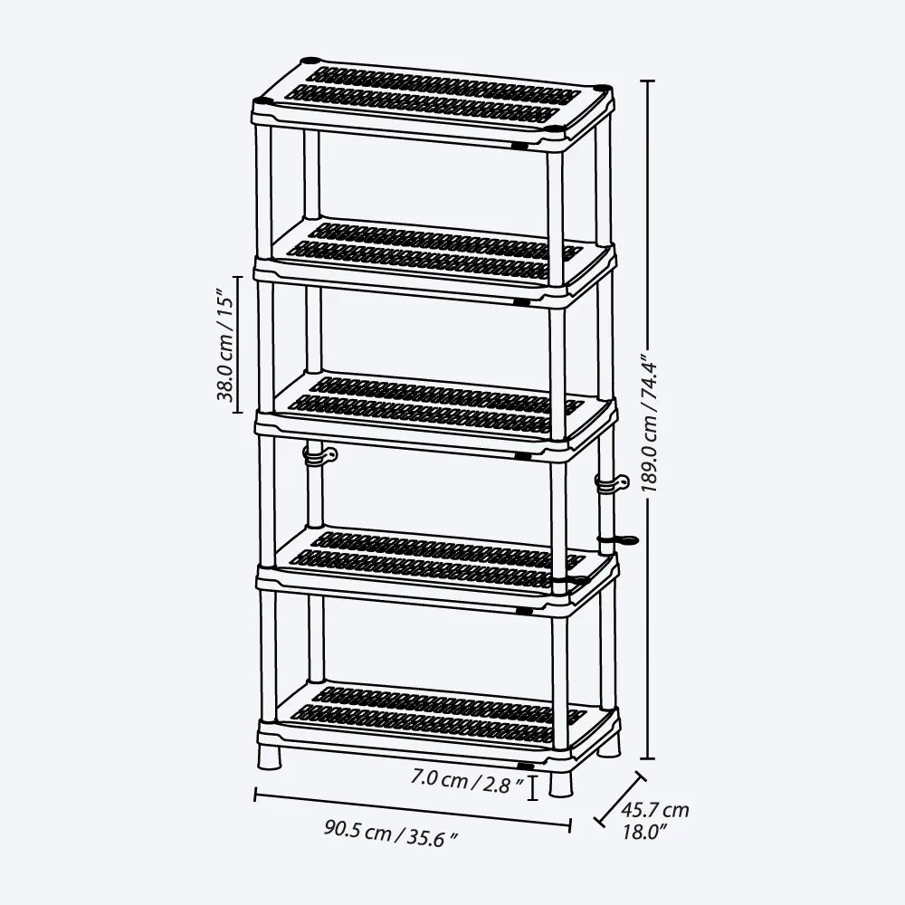 Estanteria Ventilada 18 Pulgadas 5 Niveles Negra - Rimax