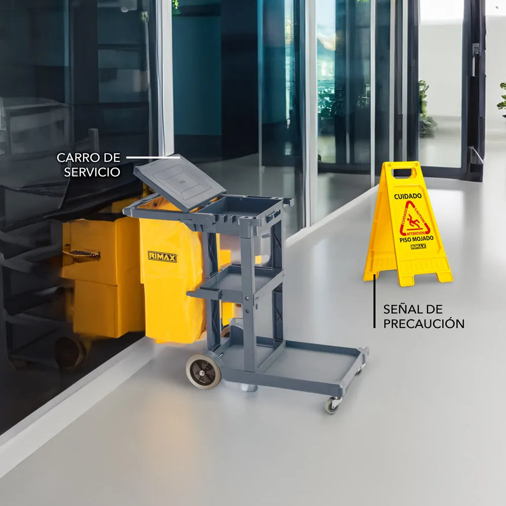 Combo Servicio Limpieza (Carro de Servicio + Señal de Precaución) - Rimax