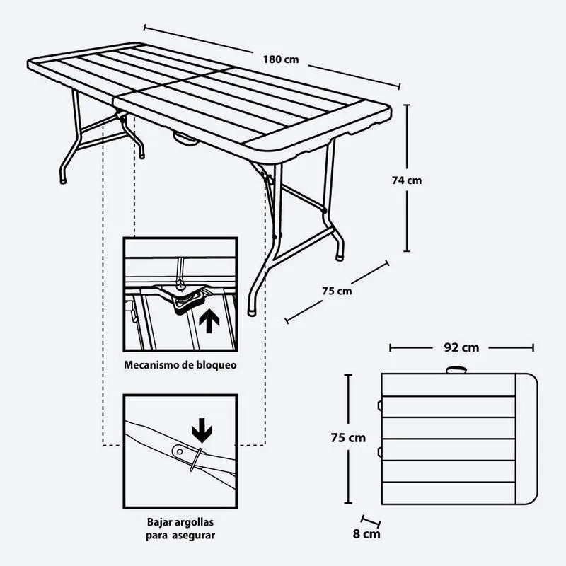 Mesa Plegable Banquetera Tipo Madera - Rimax