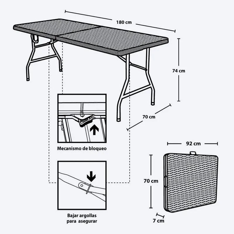 Mesa Plegable Banquetera Tipo Rattan - Rimax
