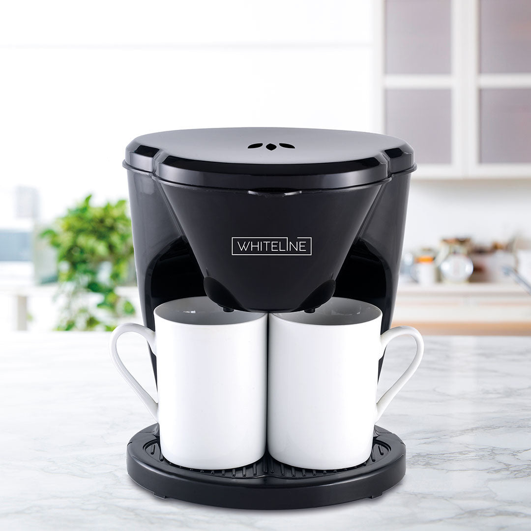 Cafetera de 340 ml Con Dos Pocillos Whiteline