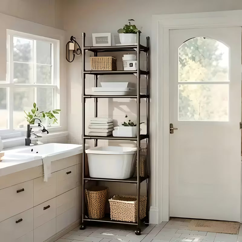 Estante - Repisa Metálico Ajustable de 6 Niveles con Ruedas