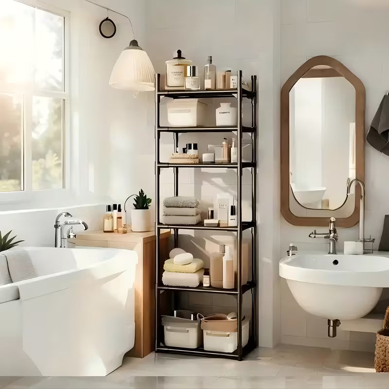 Estante - Repisa Metálico Ajustable de 6 Niveles con Ruedas