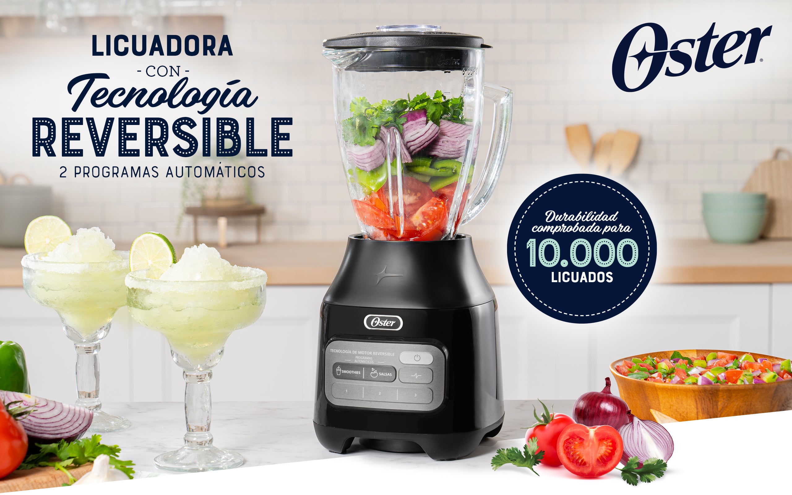Licuadora con Tecnología Reversible, Vaso de Vidrio - Oster