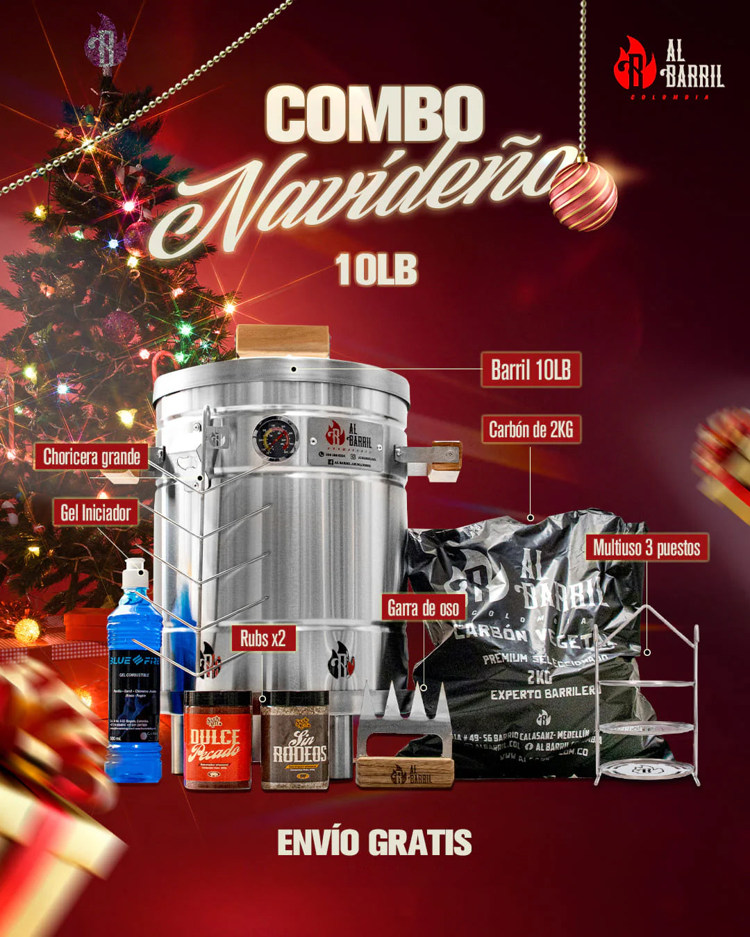 Combo Navideño - Barril Ahumador 10LB