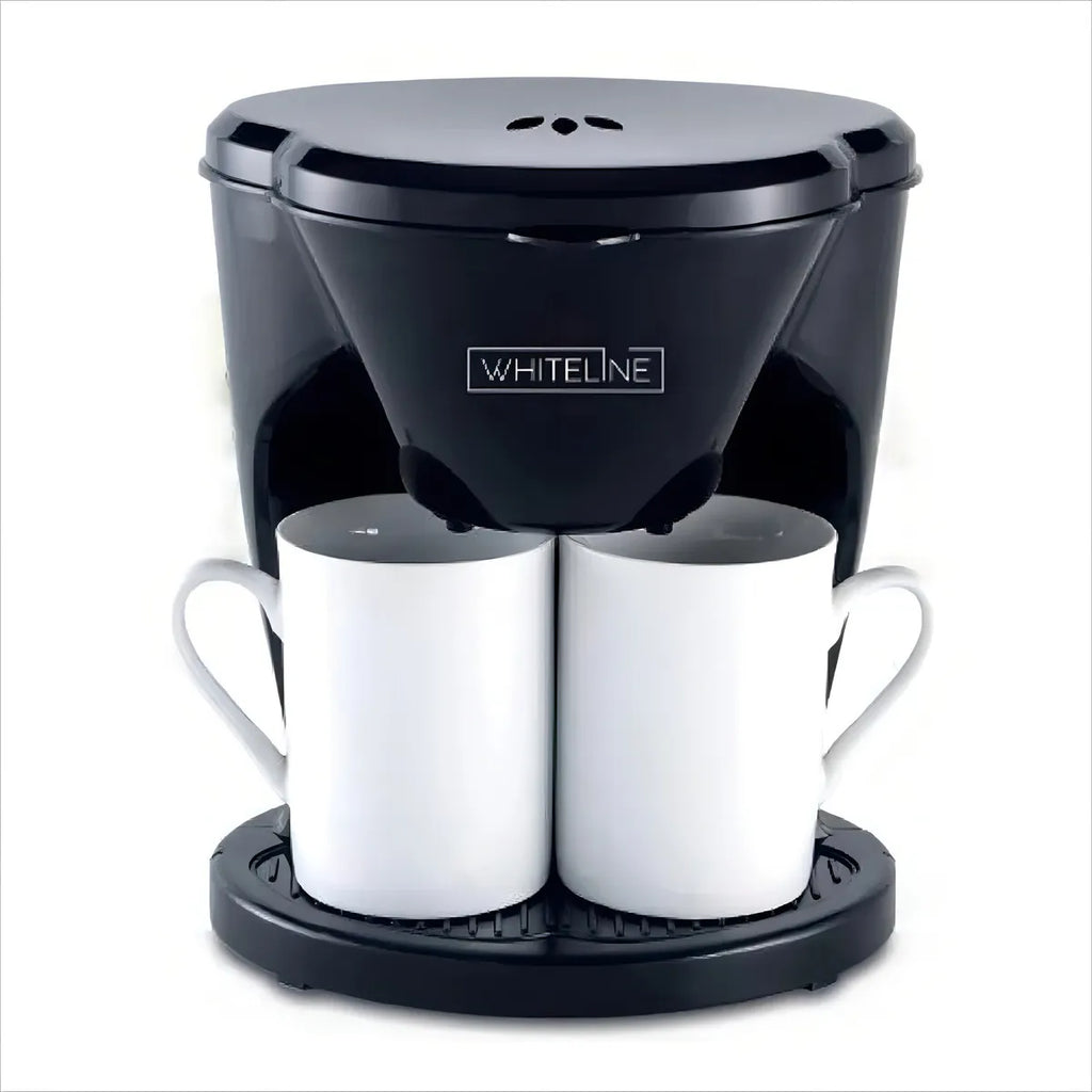 Cafetera de 340 ml Con Dos Pocillos Whiteline