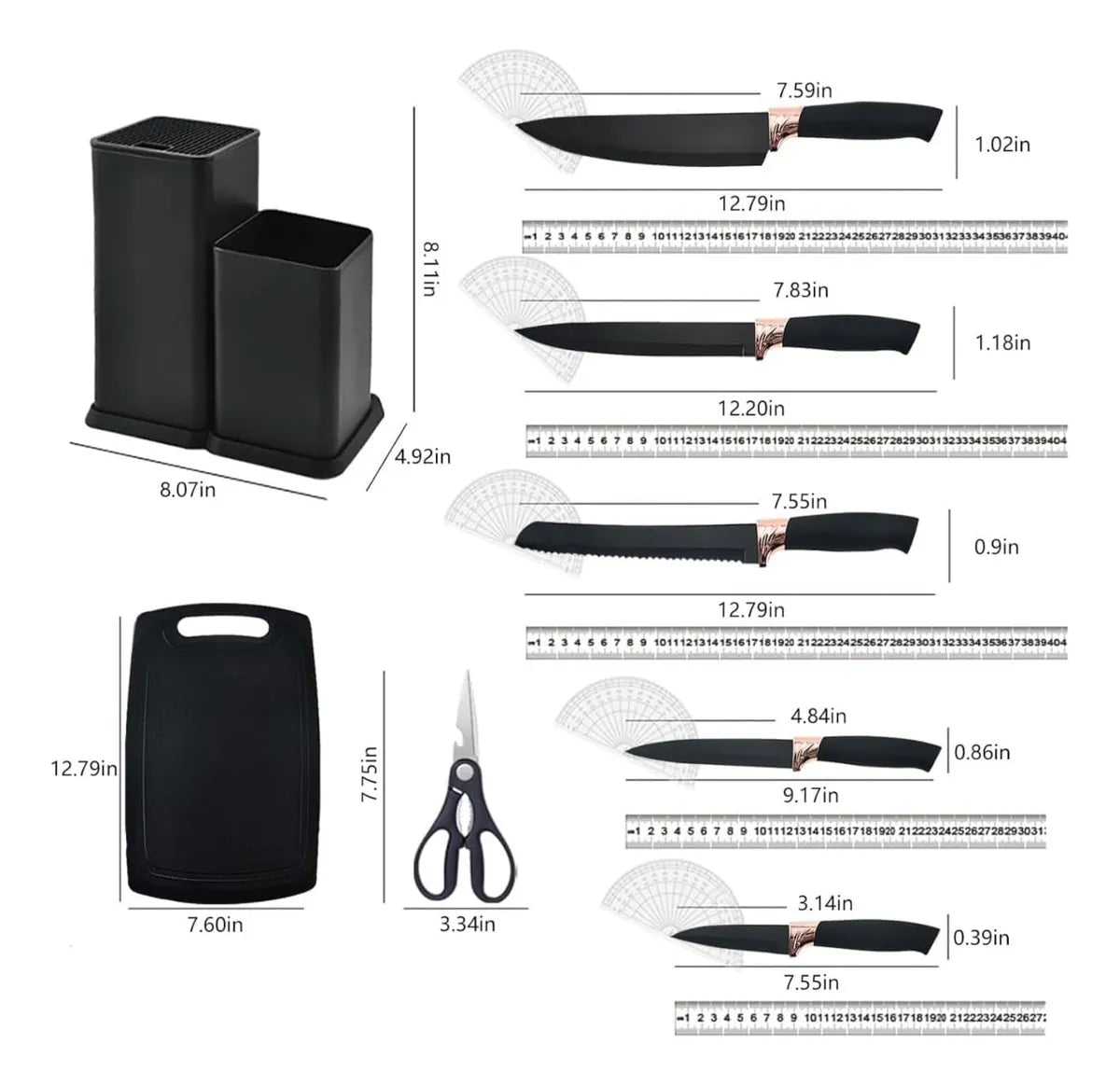 Juego De Utensilios De Silicona Y Cuchillos