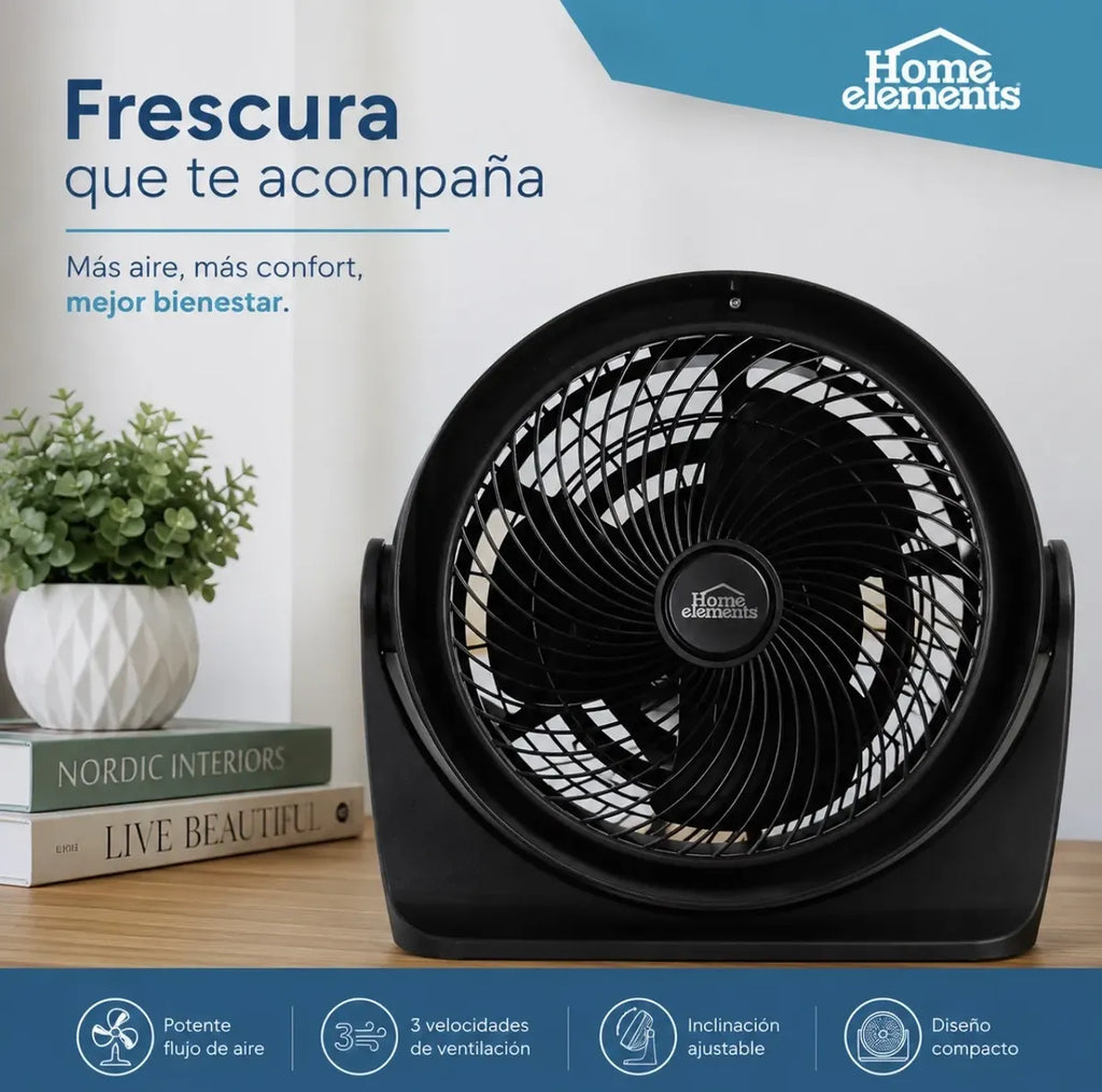 Ventilador 8 Pulgadas Home Elements 3 En 1 Mesa, Pared y Piso