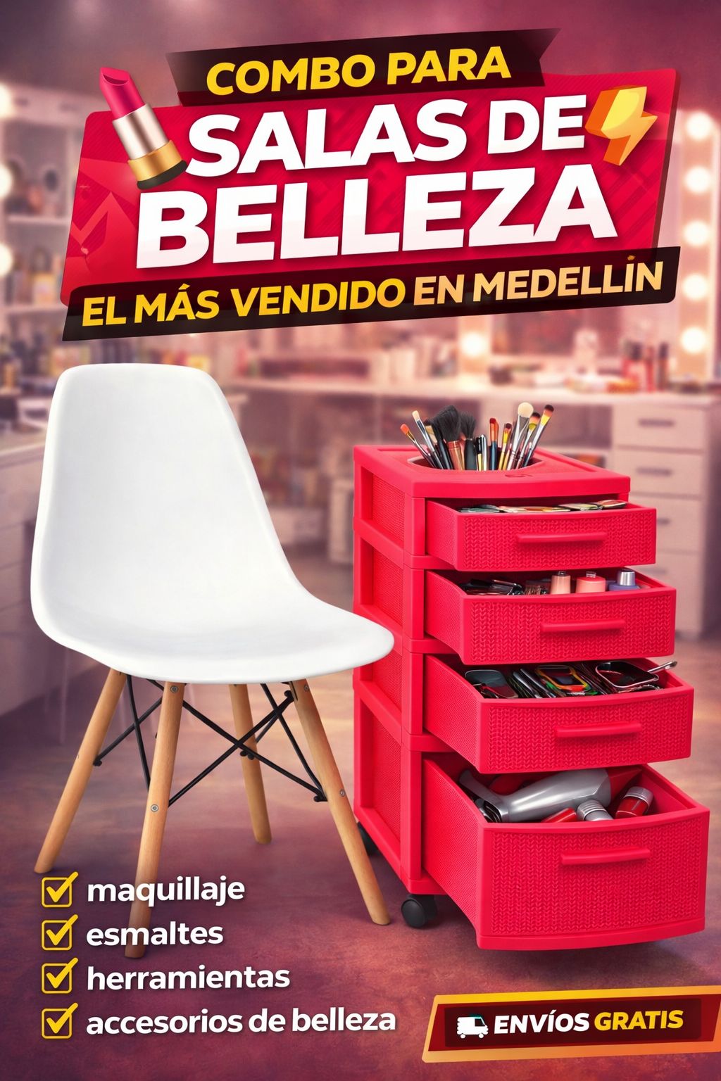 Combo Gavetero Con Silla Eames