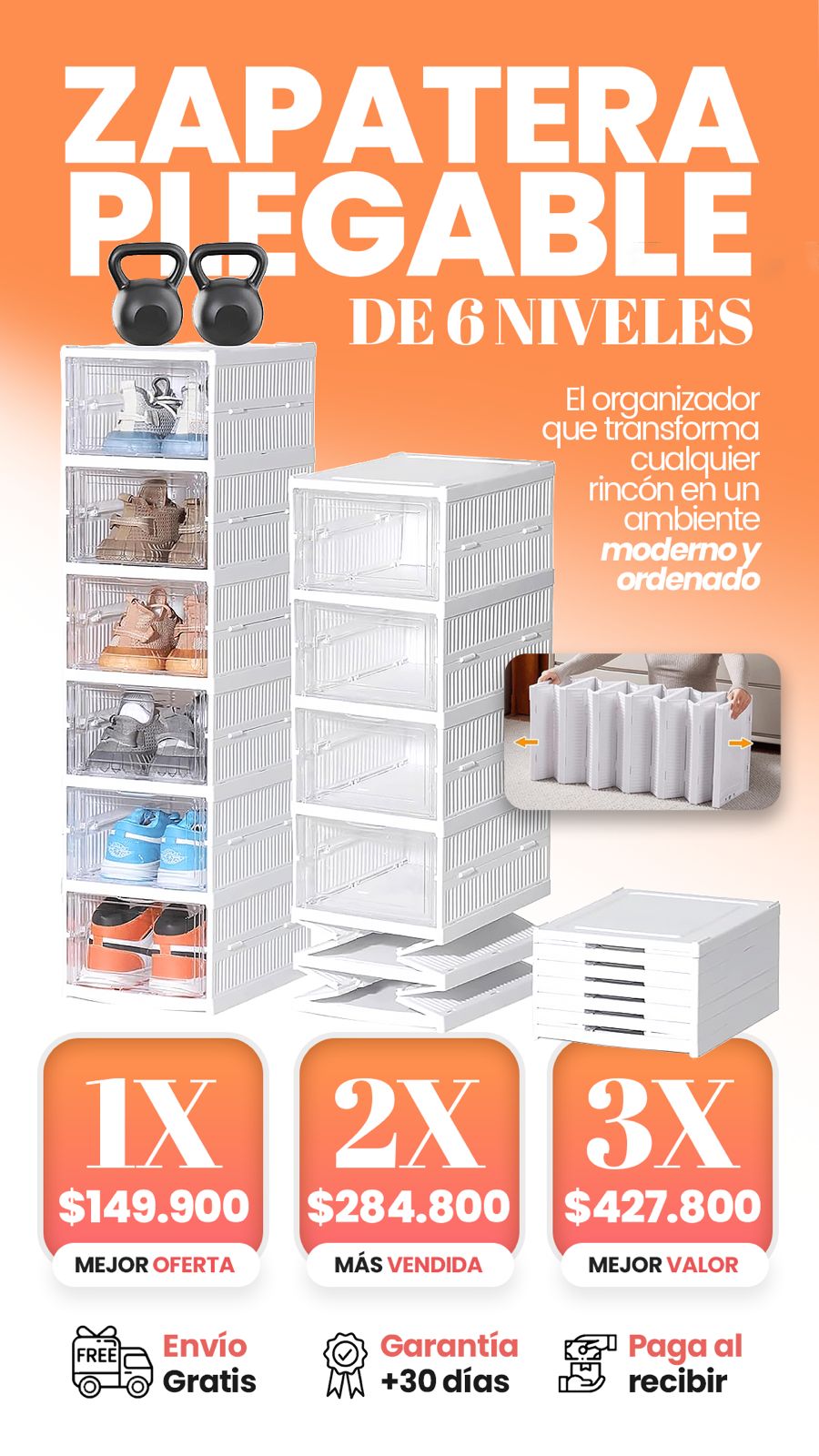 Organizador De Zapatos Plegable - Zapatero Plegable Modular