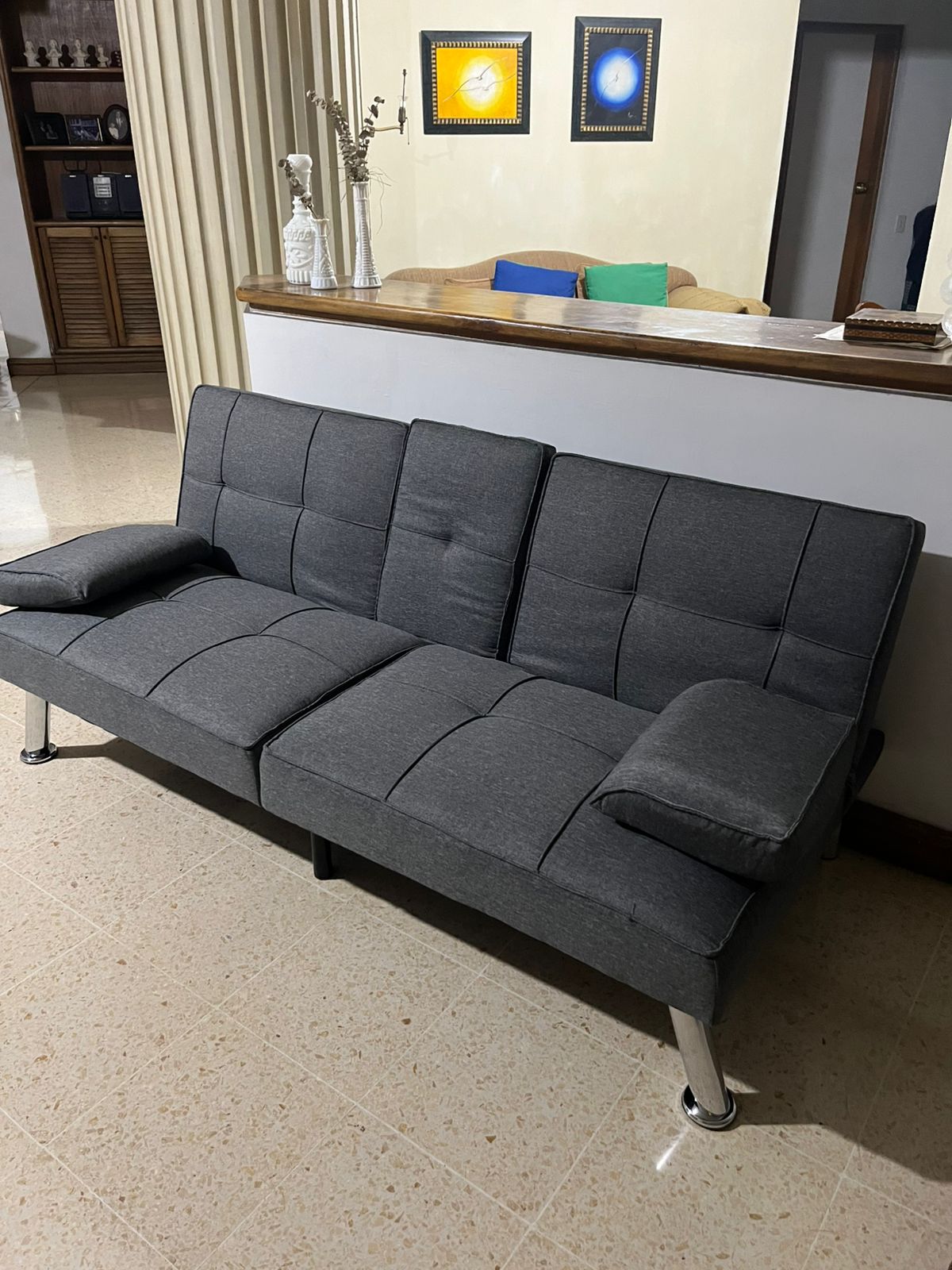Sofa Cama Moderno Con Portavasos