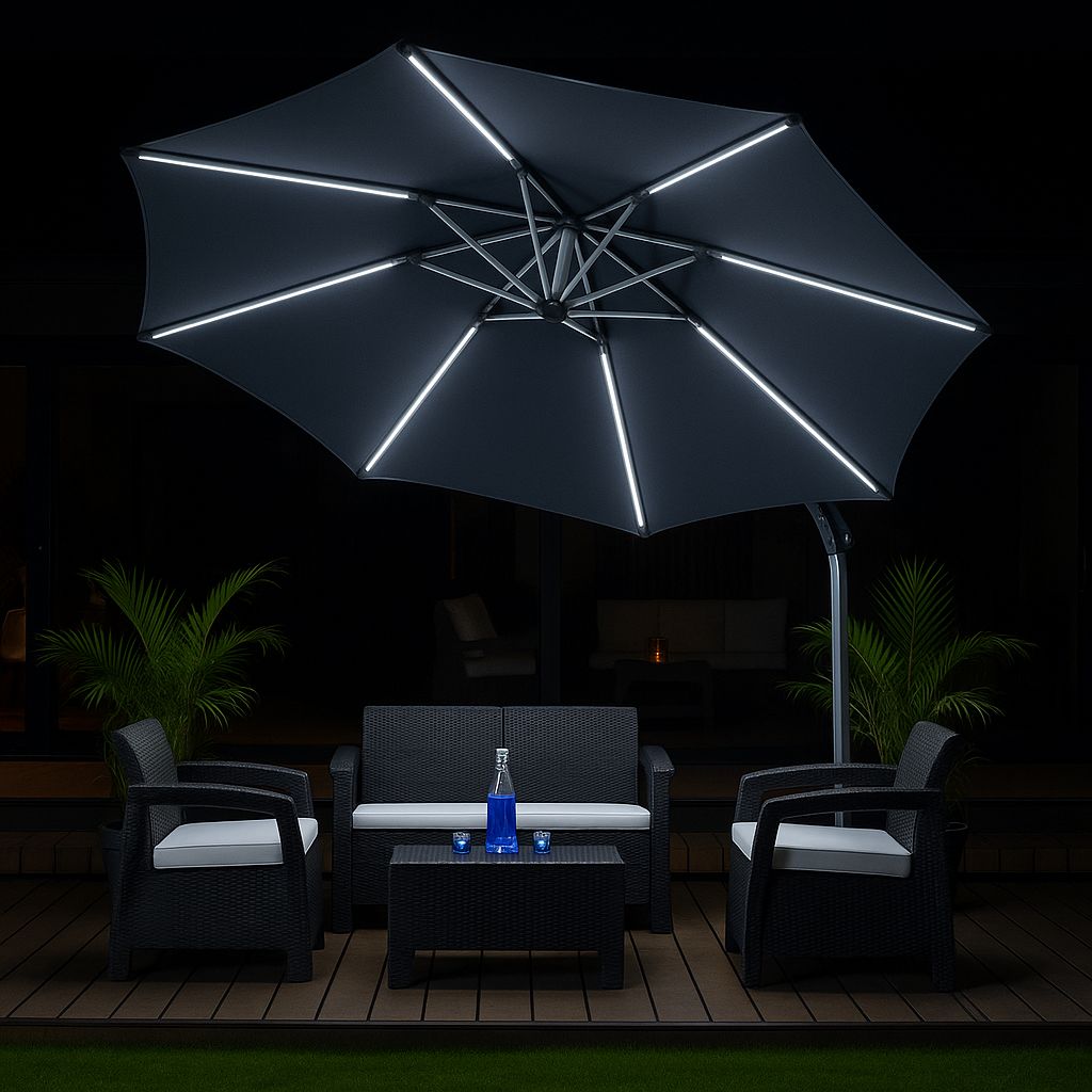 Parasol Lateral 3 Metros LED Solar