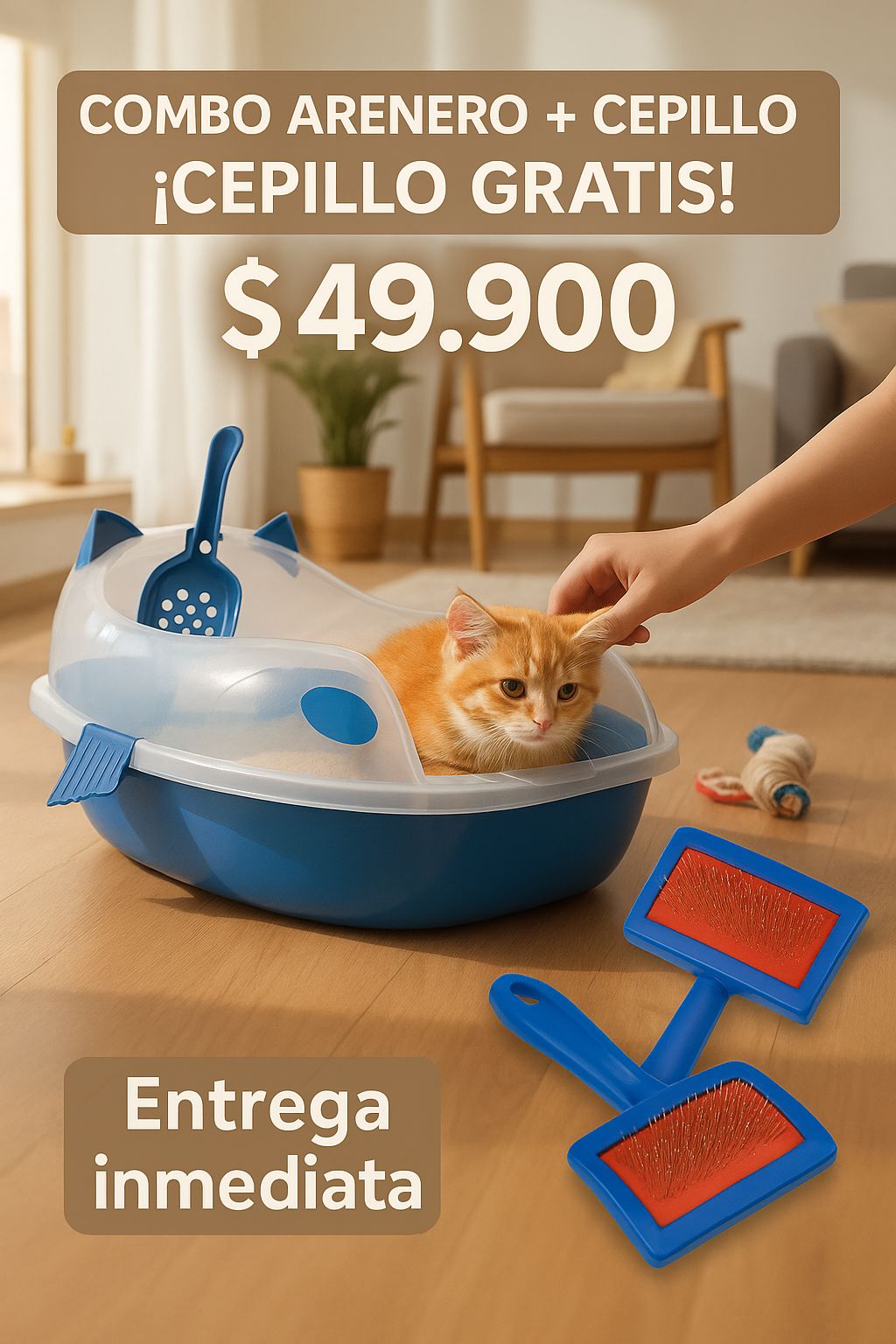 Arenero Premium Con Cepillo Para Gatos