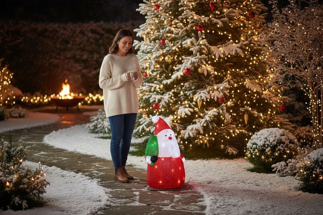 Papa Noel Decorativo Acrílico Con Luz Led