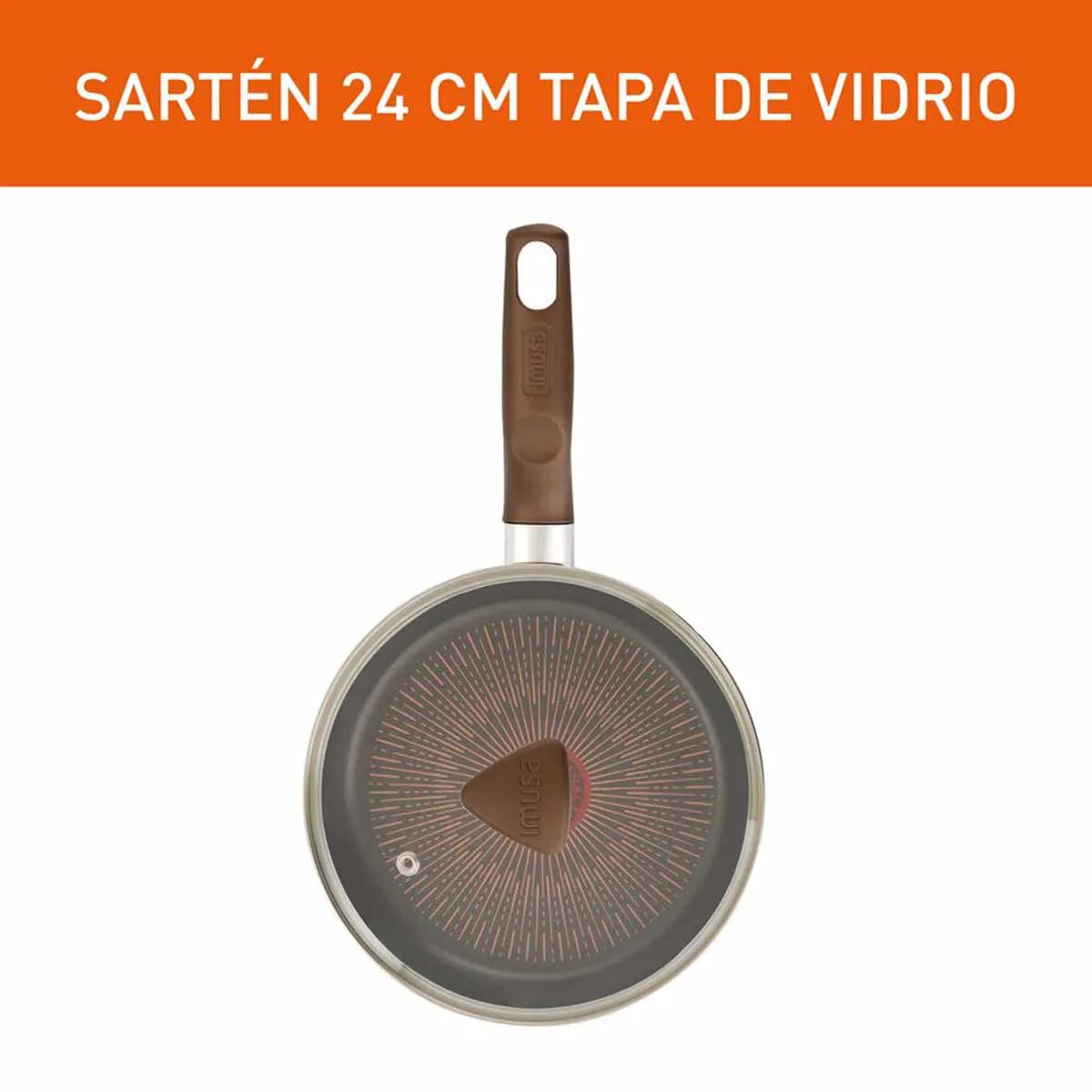 Sartén IMUSA Cambiatón 2026 24cm Antiadherente Tapa de Vidrio