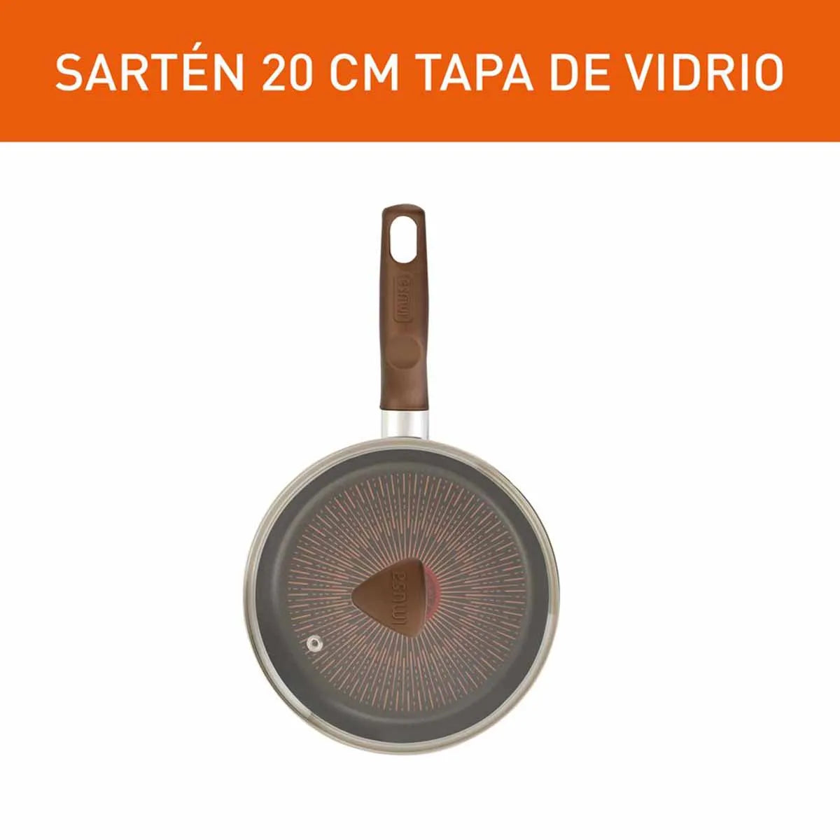 Sartén IMUSA Cambiatón 2026 20cm Antiadherente Tapa de Vidrio