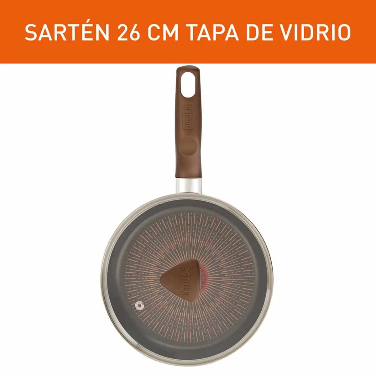 Sartén IMUSA Cambiatón 2026 26cm Antiadherente Tapa de Vidrio