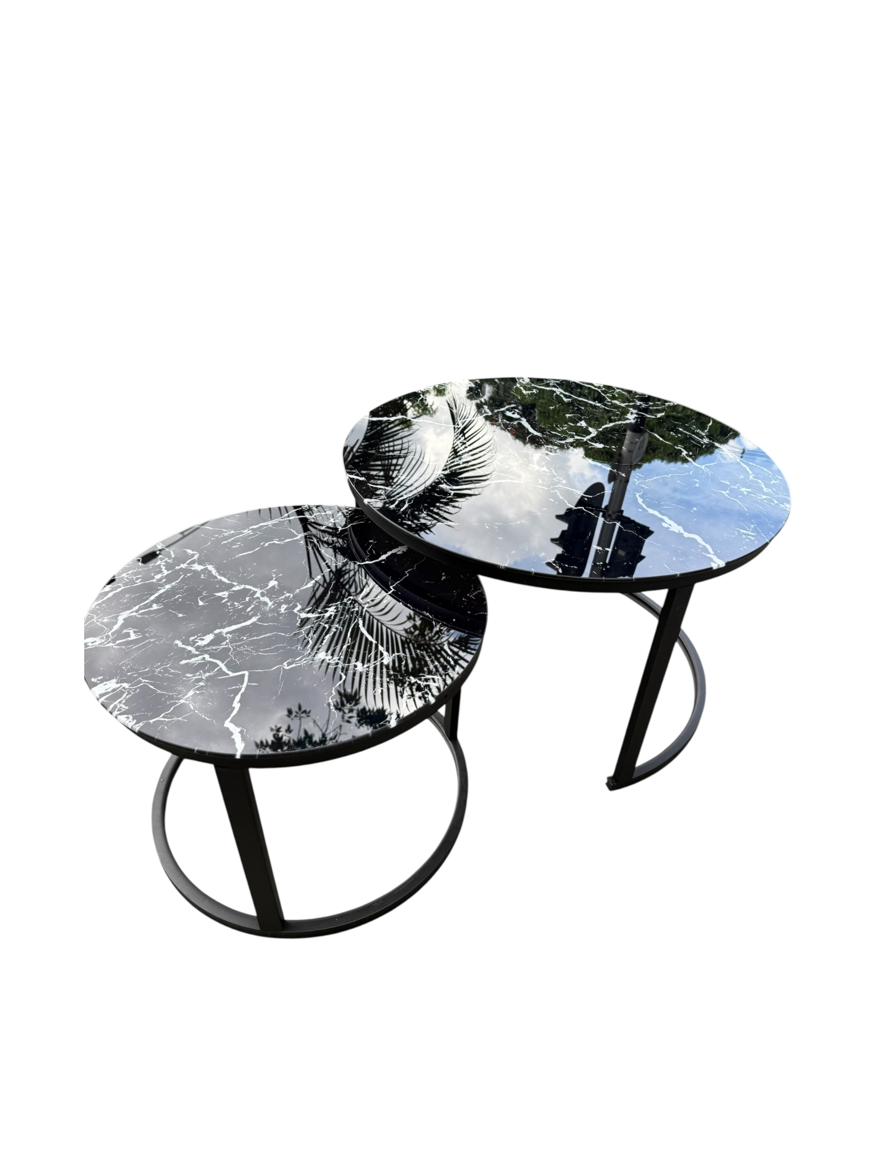 Set De Mesa Redonda en Vidrio Doble - Mesa Duo