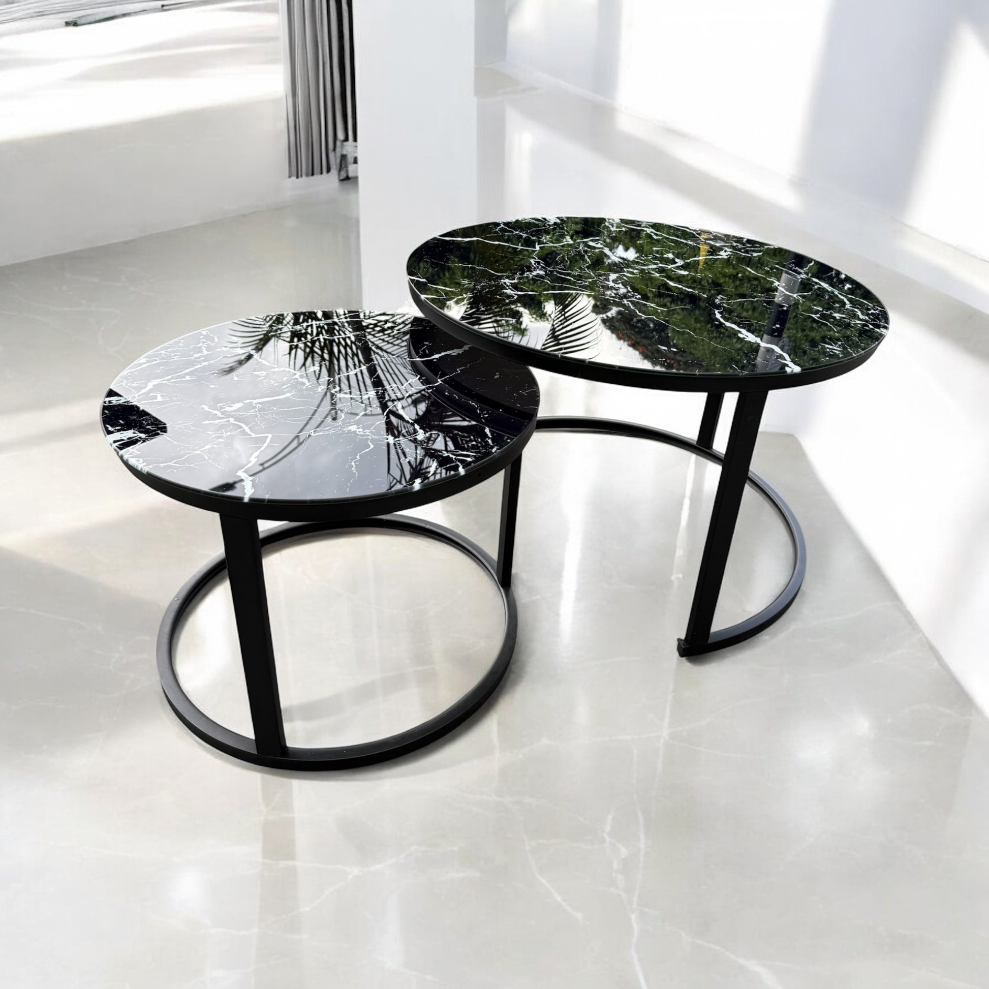 Set De Mesa Redonda en Vidrio Doble - Mesa Duo