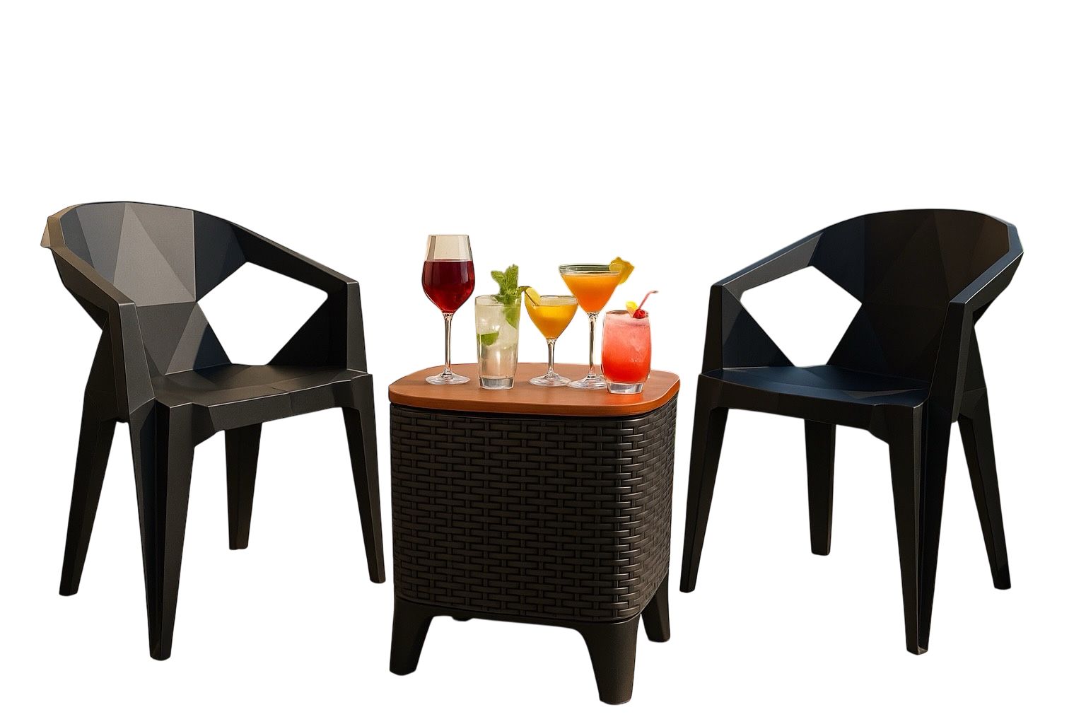 Combo Cooler Table - 2 Sillas Geométricas Con Mesa Hielera