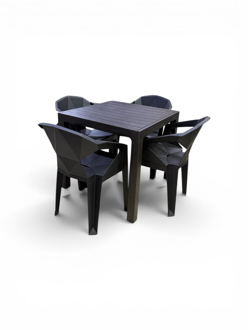 Juego Comedor de Mesa Montana Con 4 Sillas Geometricas
