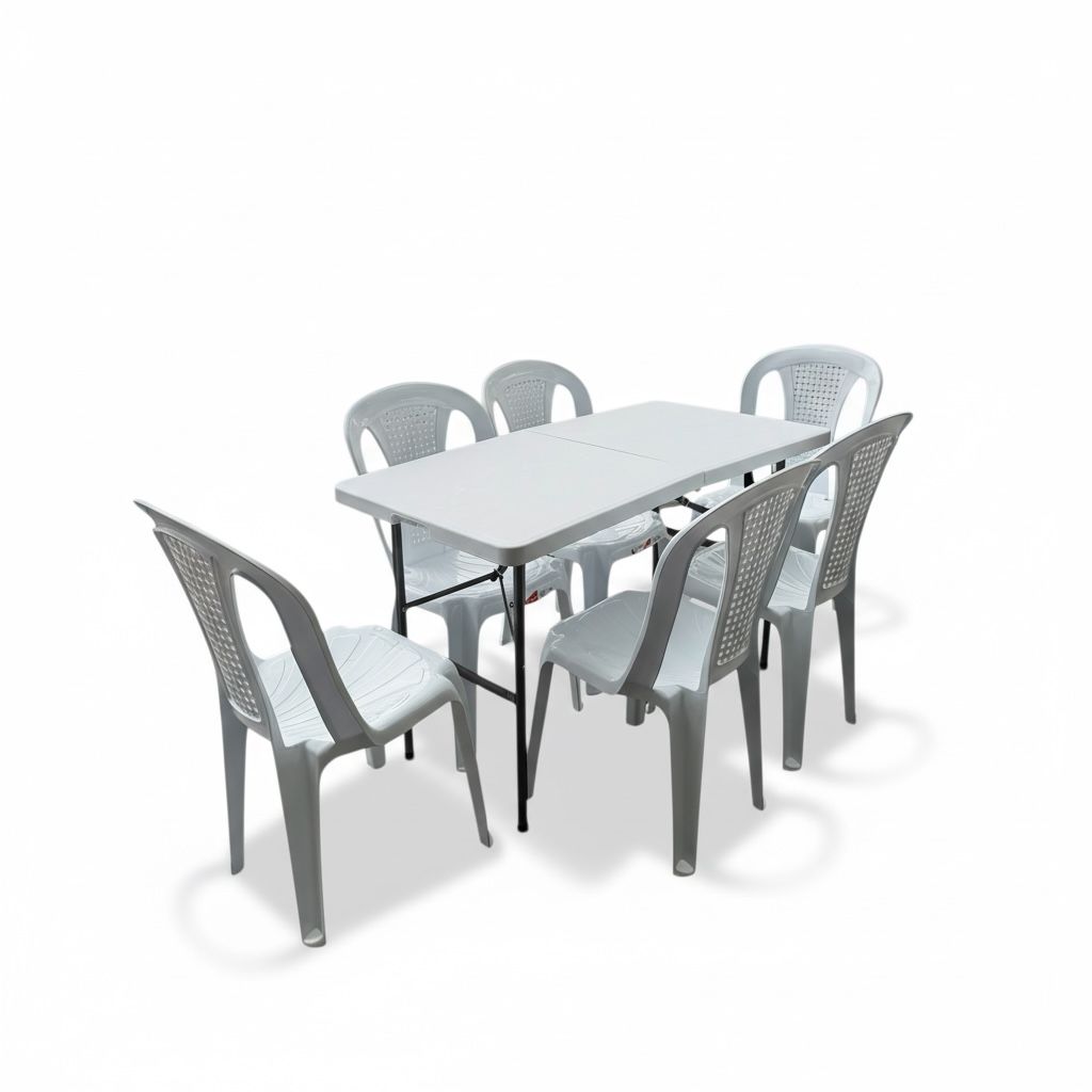Combo Mesa Banquetera Con 6 Sillas Plasticas