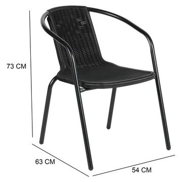 Juego 2 Sillas Moderna Rattan Con Mesa Auxiliar