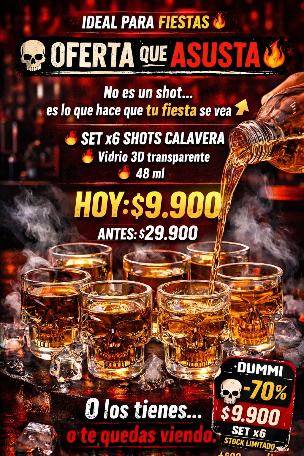 Set de Copas Calavera x6