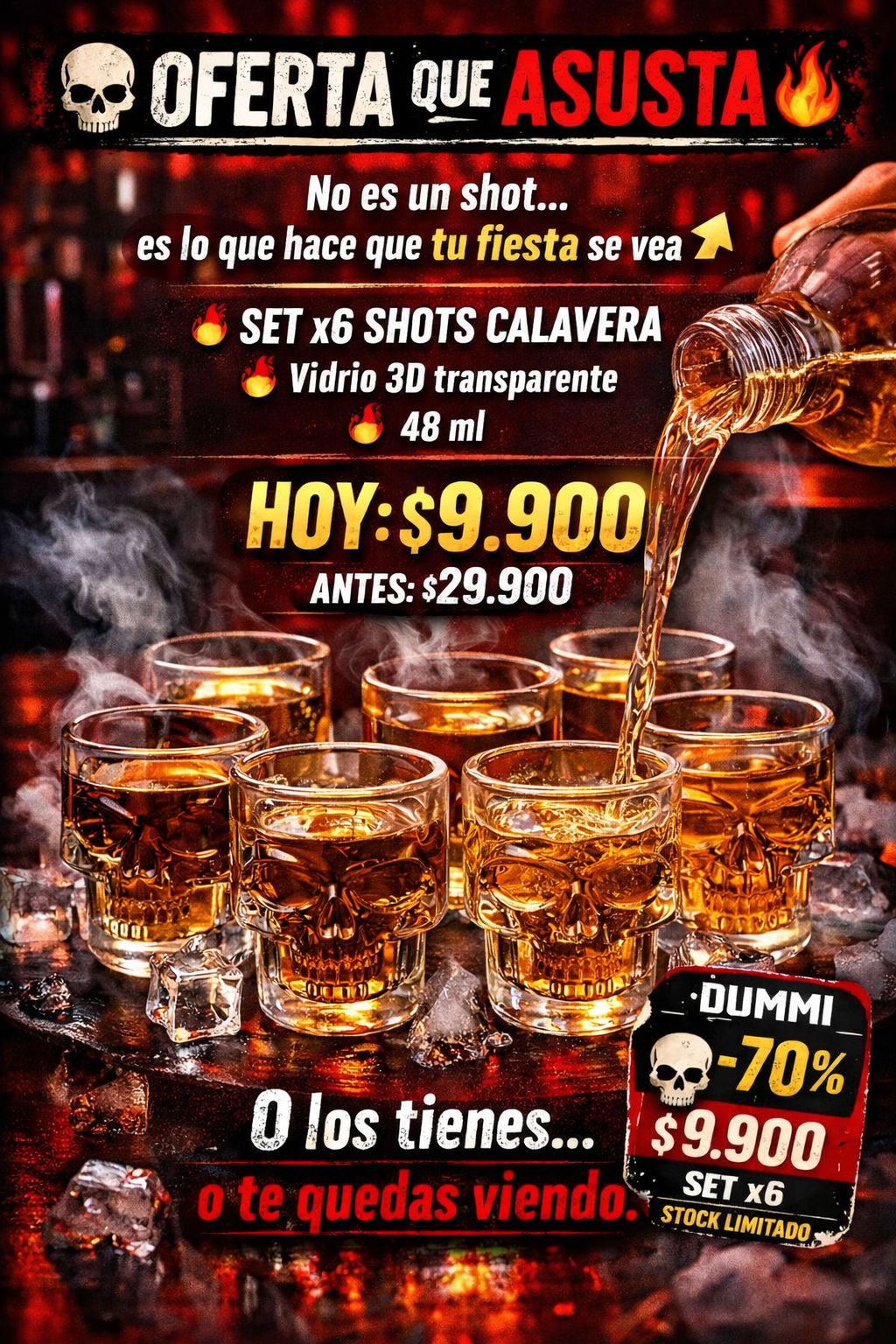 Set de Copas Calavera x6