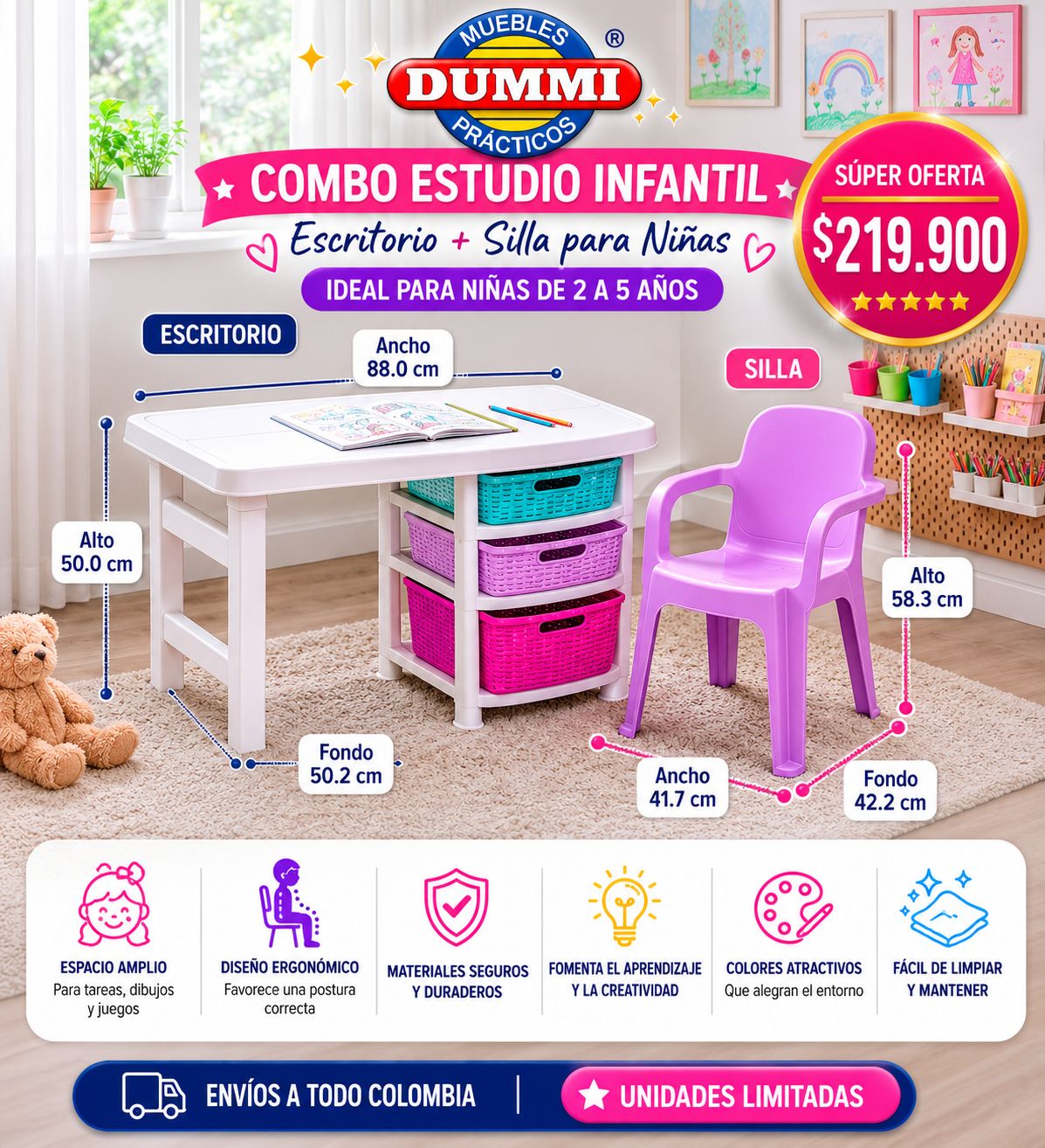 Combo Estudiantil - Escritorio Rimax Con Silla Kinder