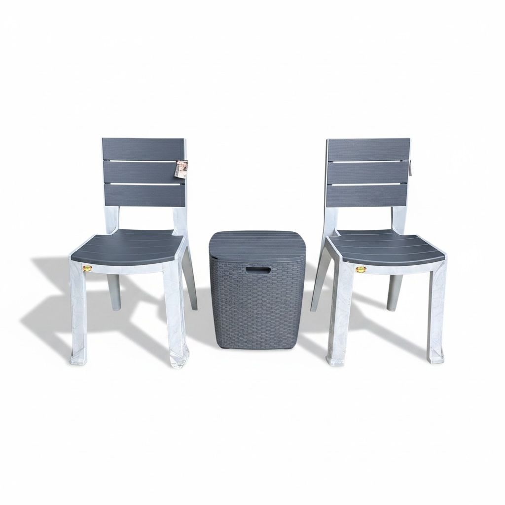 Juego de Jardin - 2 Sillas Con Mesa Baul Auxiliar
