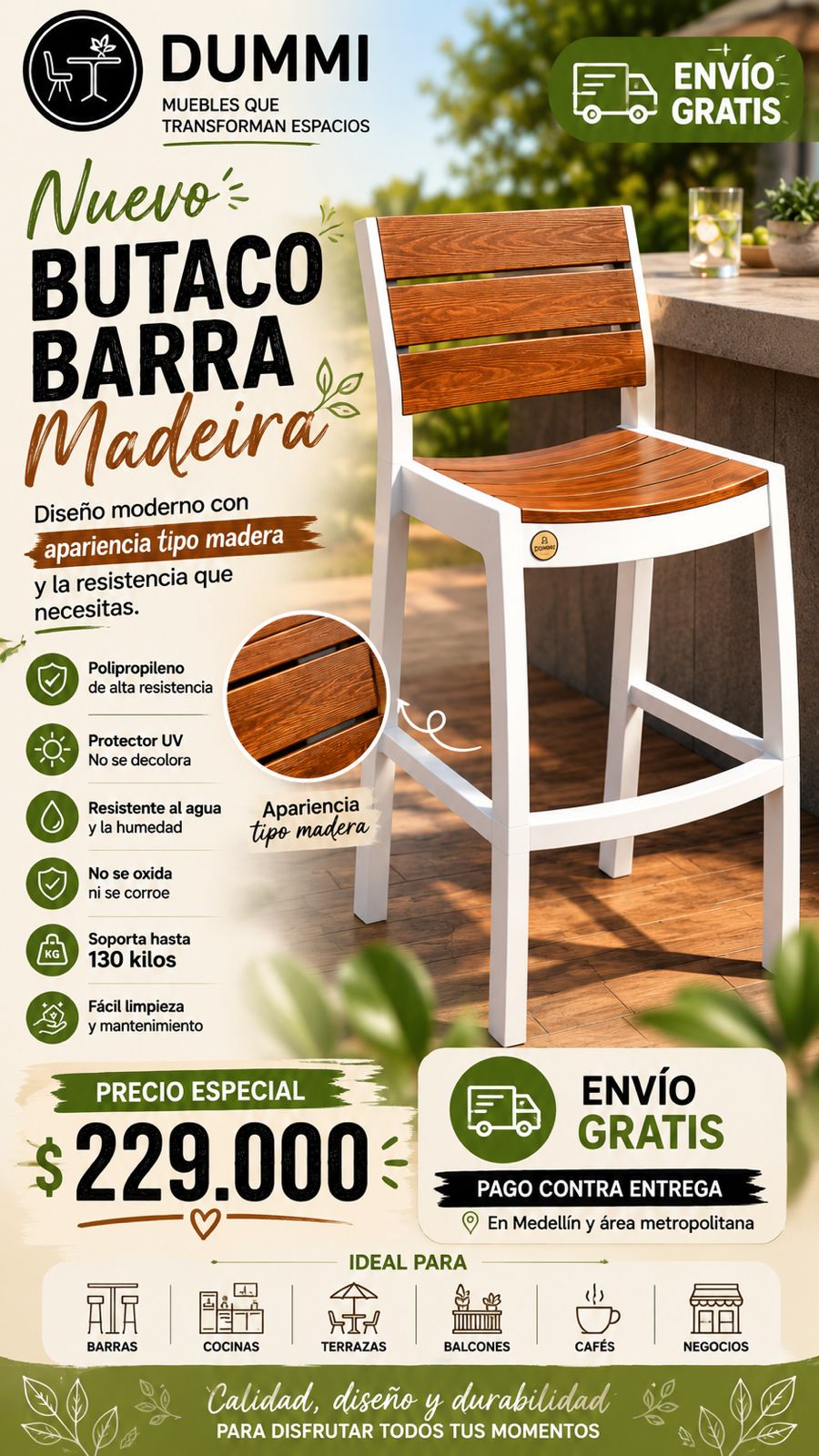 Silla - Butaco Para Barra Madeira - MQ