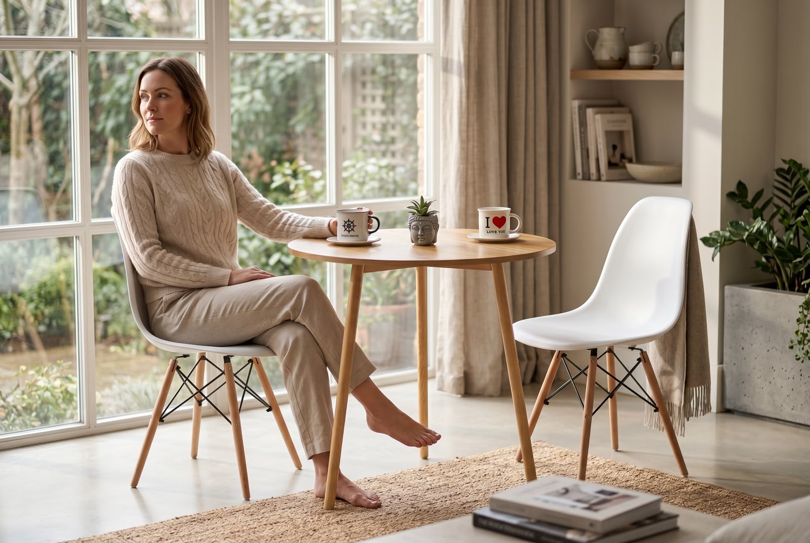 Comedor Dos Puestos Con Silla Eames - Patas de Madera