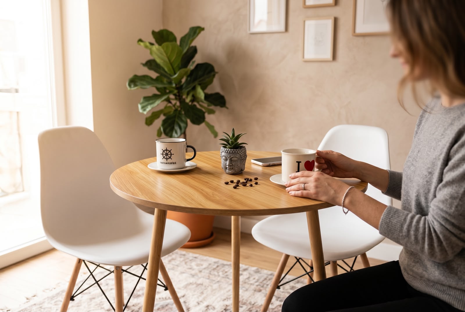 Comedor Dos Puestos Con Silla Eames - Patas de Madera