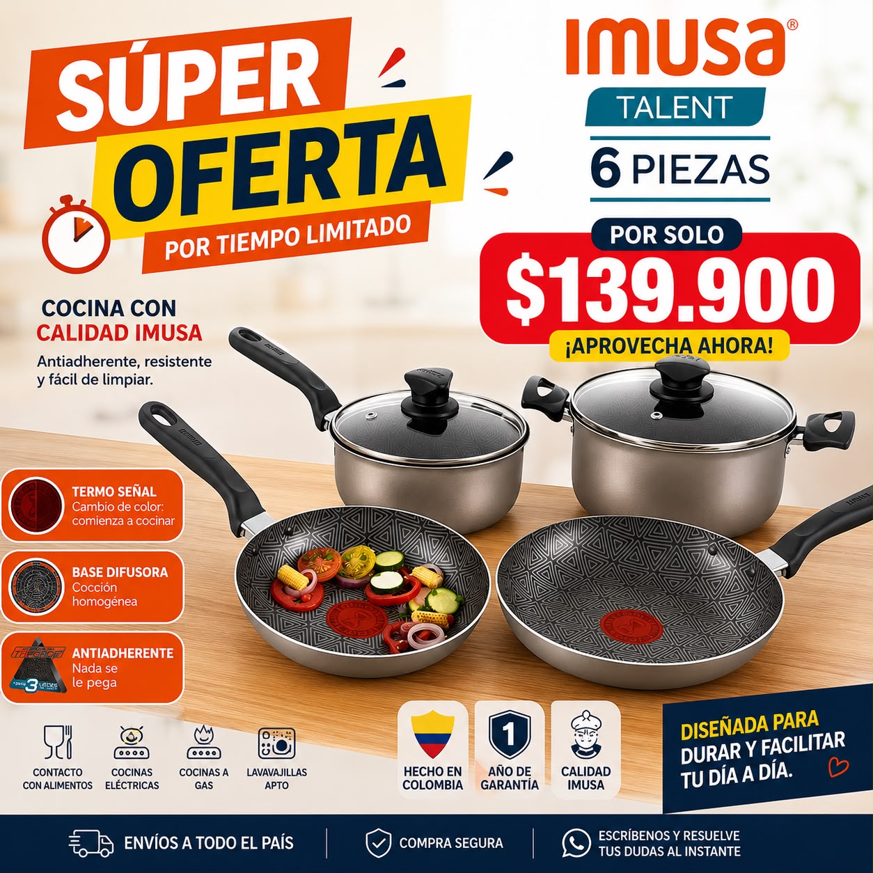 Batería de Cocina 6 Piezas Talent –&nbsp;Imusa