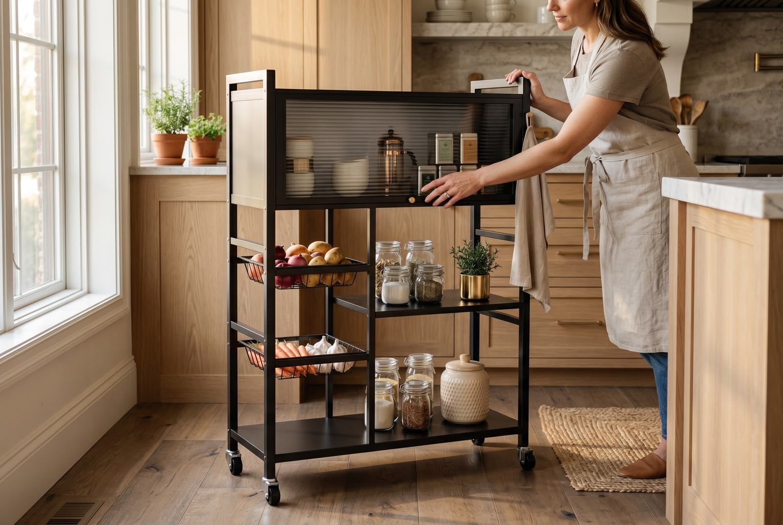 Organizador de Cocina Multifuncional Metalico con Ruedas