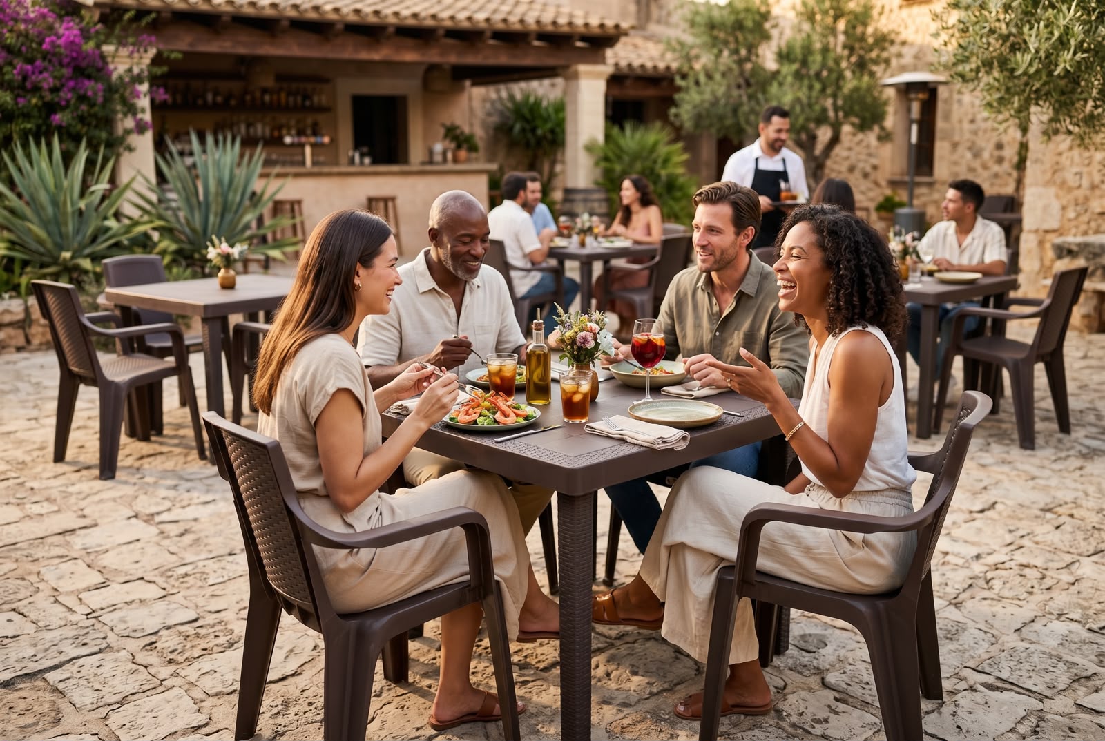 Oferta! Comedor Rattan Con 4 Sillas Dummi