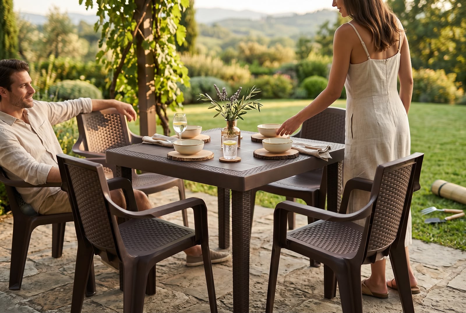 Oferta! Comedor Rattan Con 4 Sillas Dummi