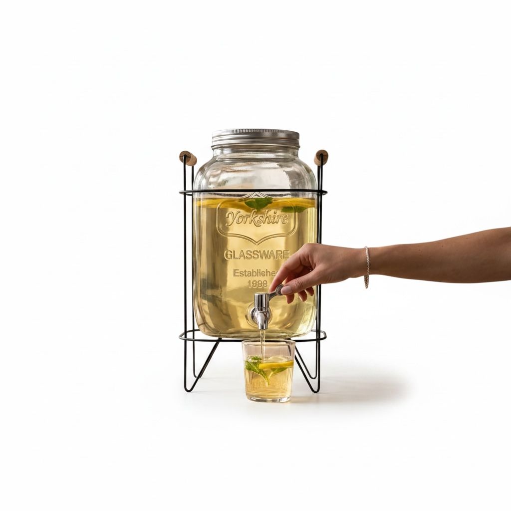 Dispensador de Bebidas 8 Litros Con Soporte - Vidrio