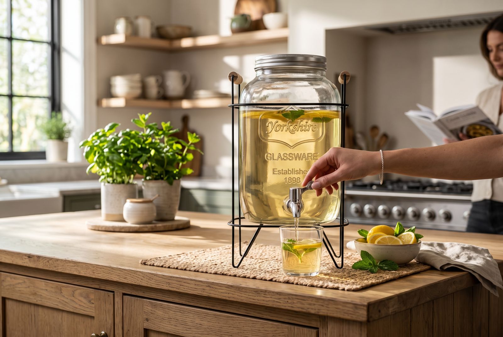 Dispensador de Bebidas 8 Litros Con Soporte - Vidrio