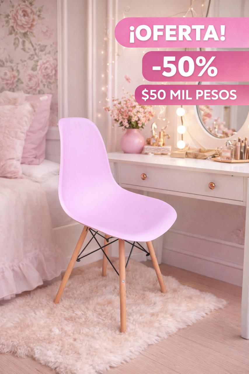 Super Oferta! Silla Eames Patas Madera Rosada